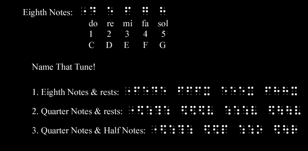 step 6:Reading with braille music notation: graphic image of text and braille